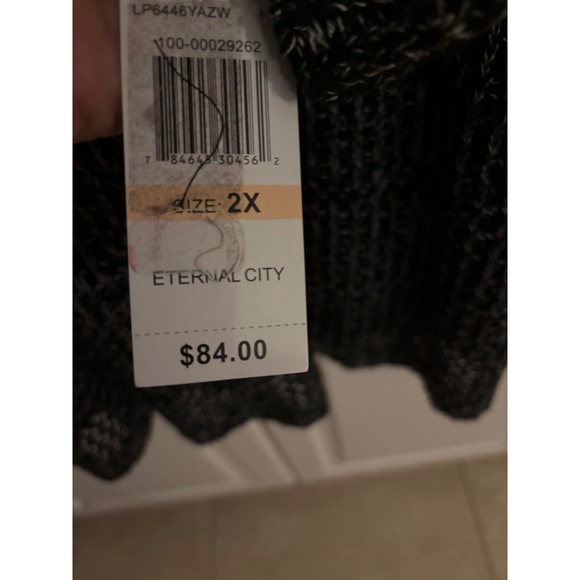 Gibson Latimer 2X Black White Cold Shoulder Knit Sweater LP6446YAZW NWT Plus Sze - Picture 5 of 8